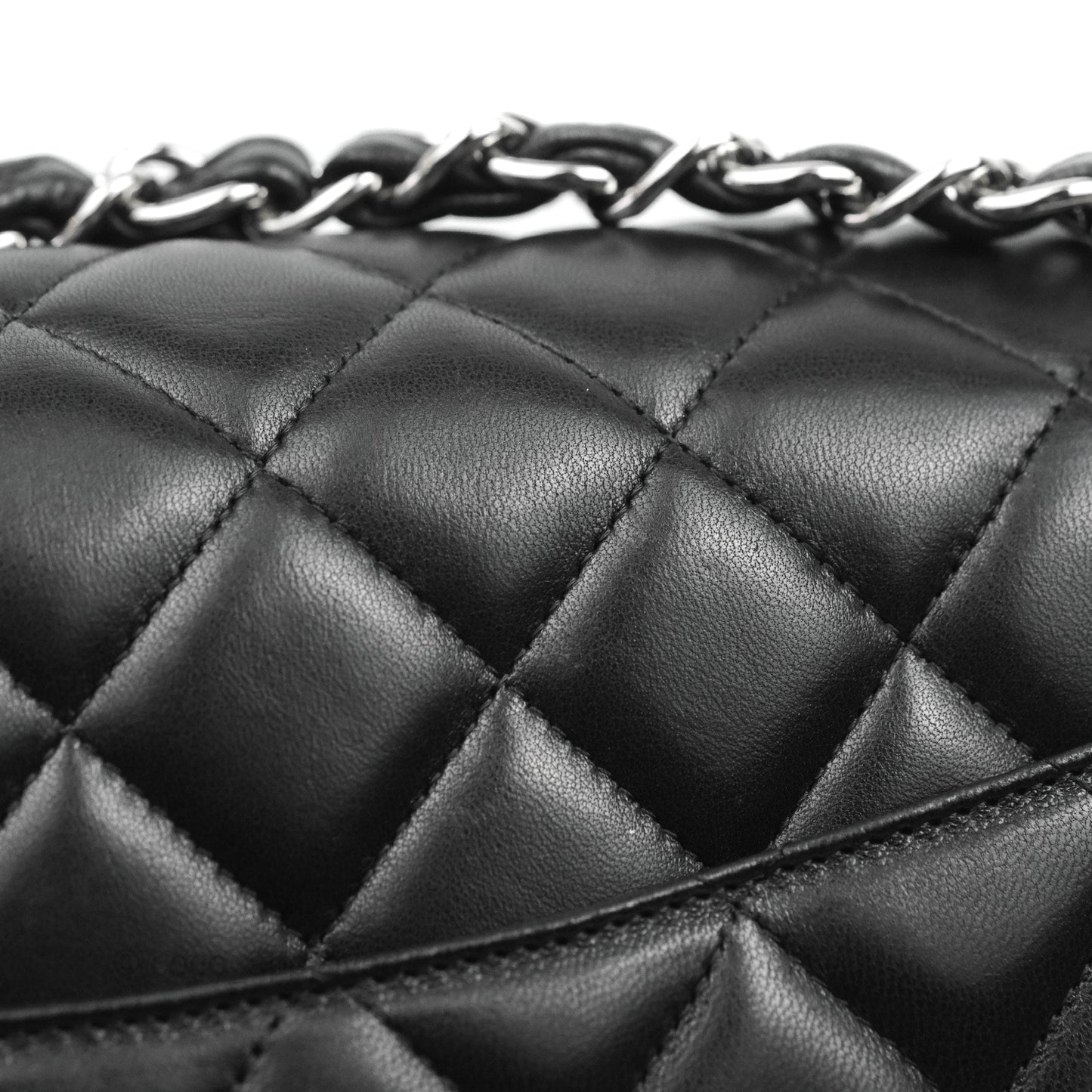 Chanel Quilted Single Flap Maxi Flap Black Lambskin Silver Hardware