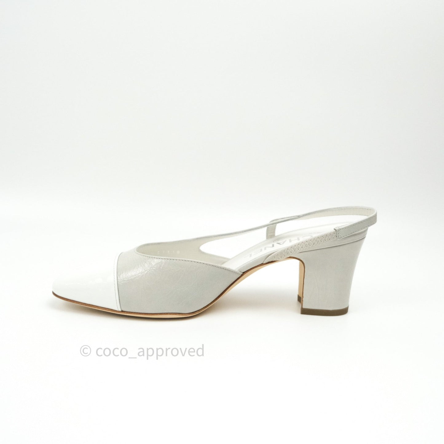 Chanel Classic Slingback Grey and White Calfskin Size 36.5C