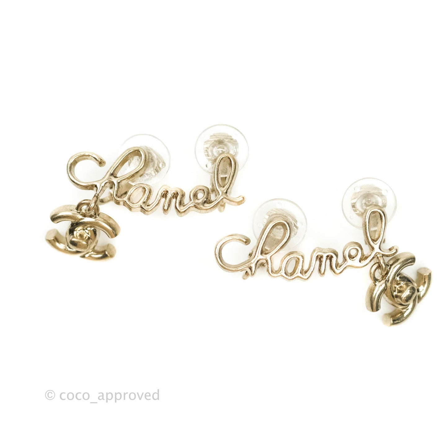 Chanel Letter Earrings Clip-On Gold Hardware