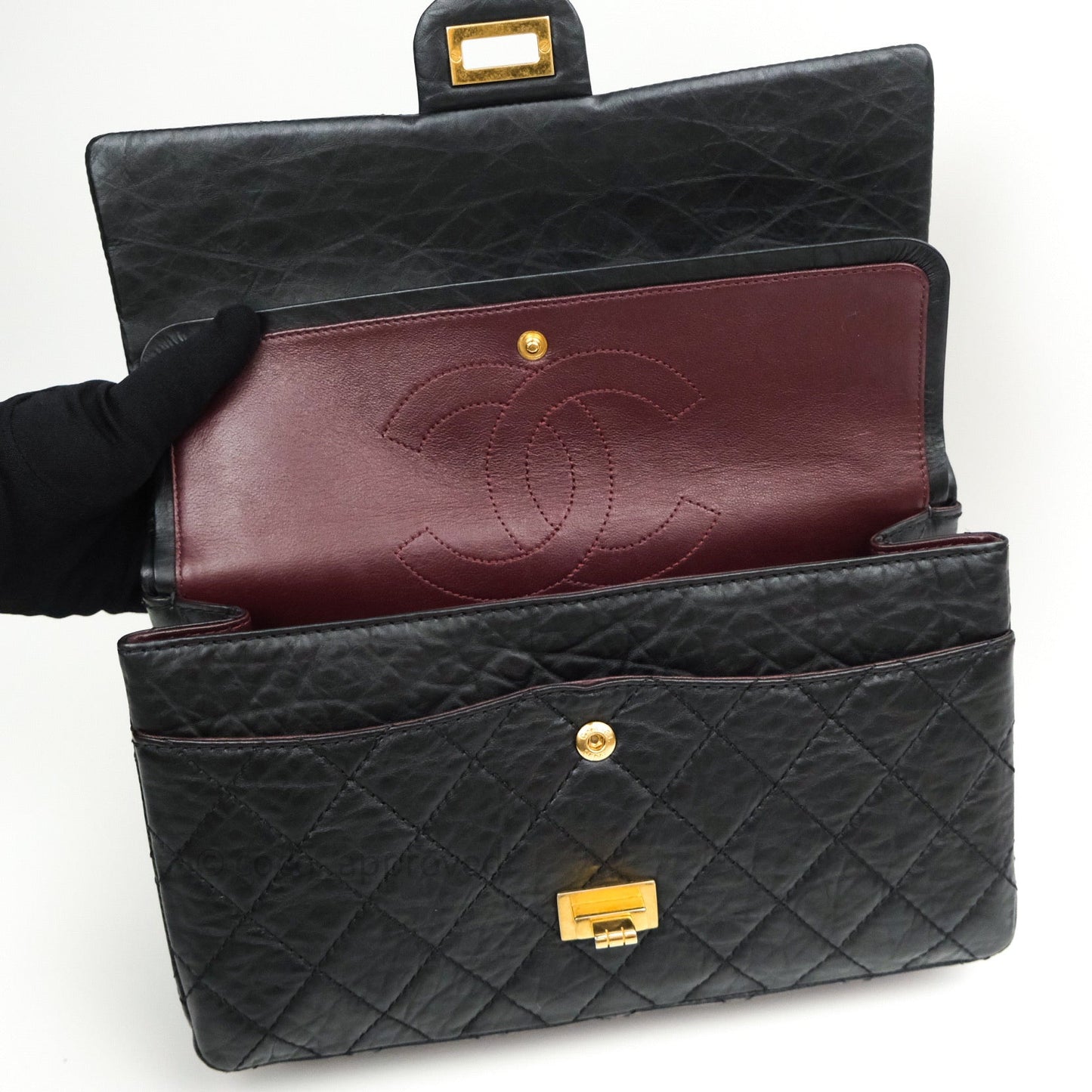 Chanel Reissue Quilted Aged Calfskin Black Gold Hardware 226