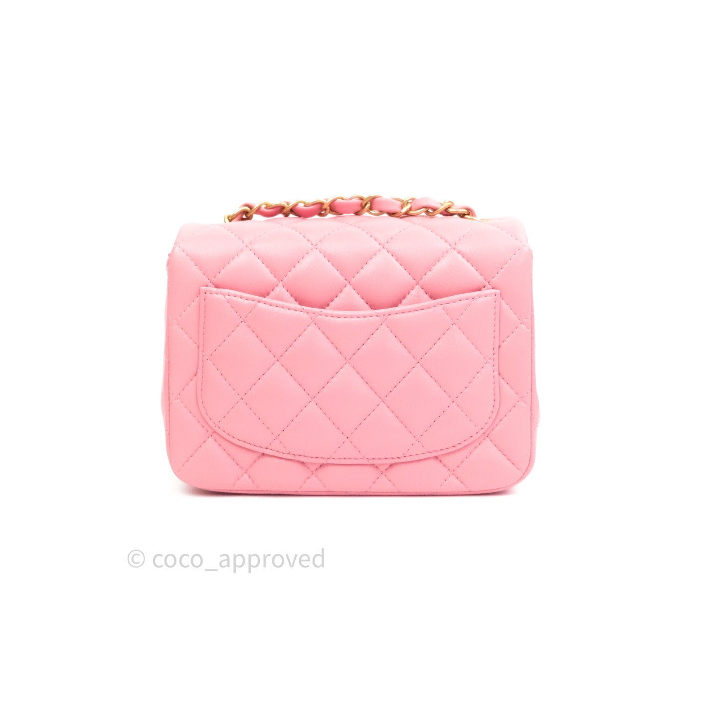 Chanel Mini Square Pink Quilted Lambskin Gold Hardware