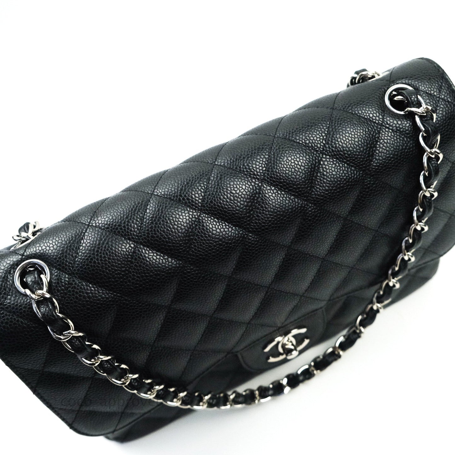 Chanel Classic Jumbo Double Flap Black Caviar Silver Hardware⁣⁣