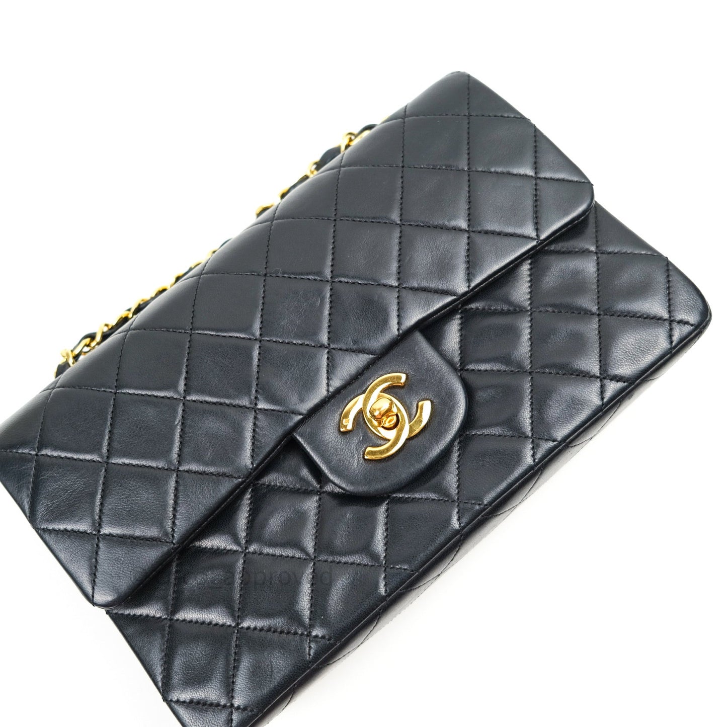 Chanel Vintage Classic Double Flap S/M Small Black Lambskin 24K Gold Hardware