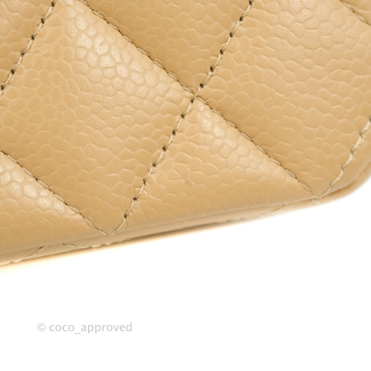 Chanel Classic M/L Medium Flap Quilted Beige Caviar Gold Hardware