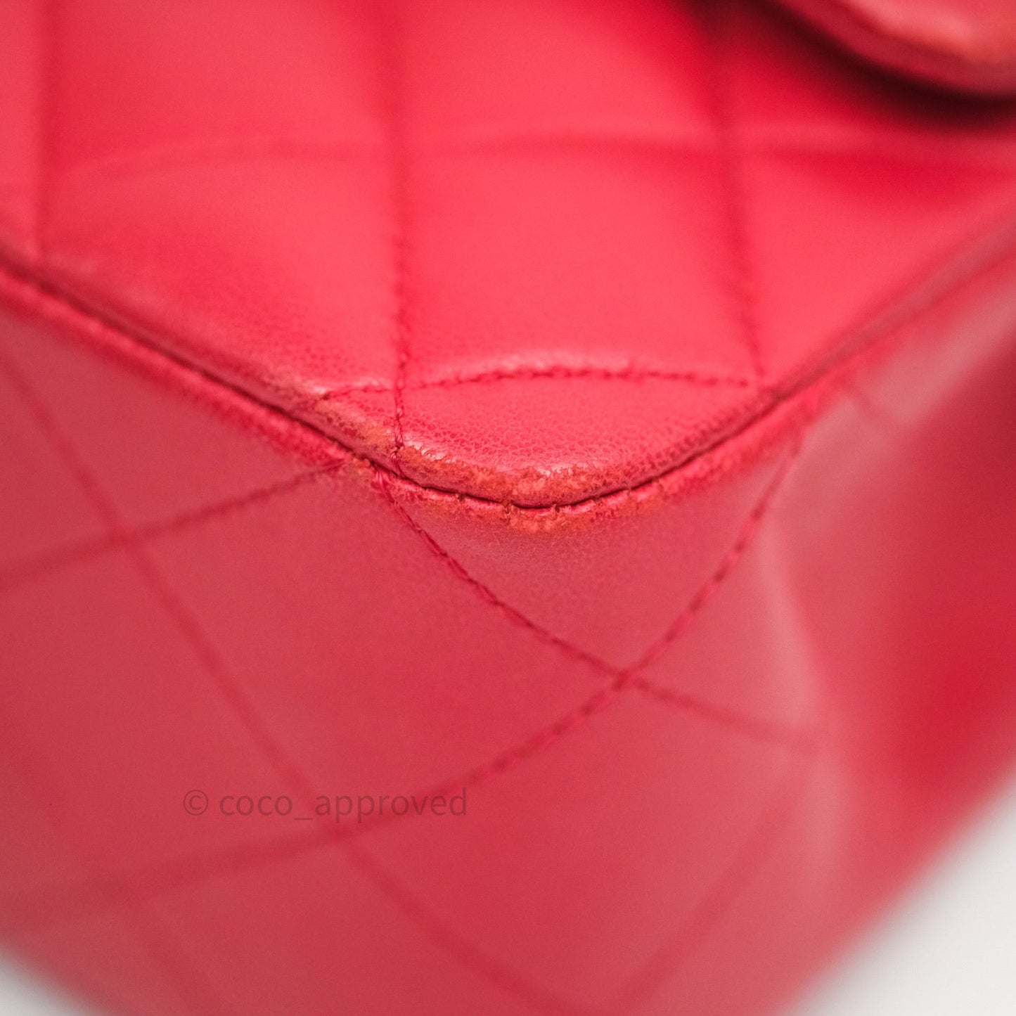 Chanel Classic M/L Medium Double Flap Bag Red Lambskin Silver Hardware