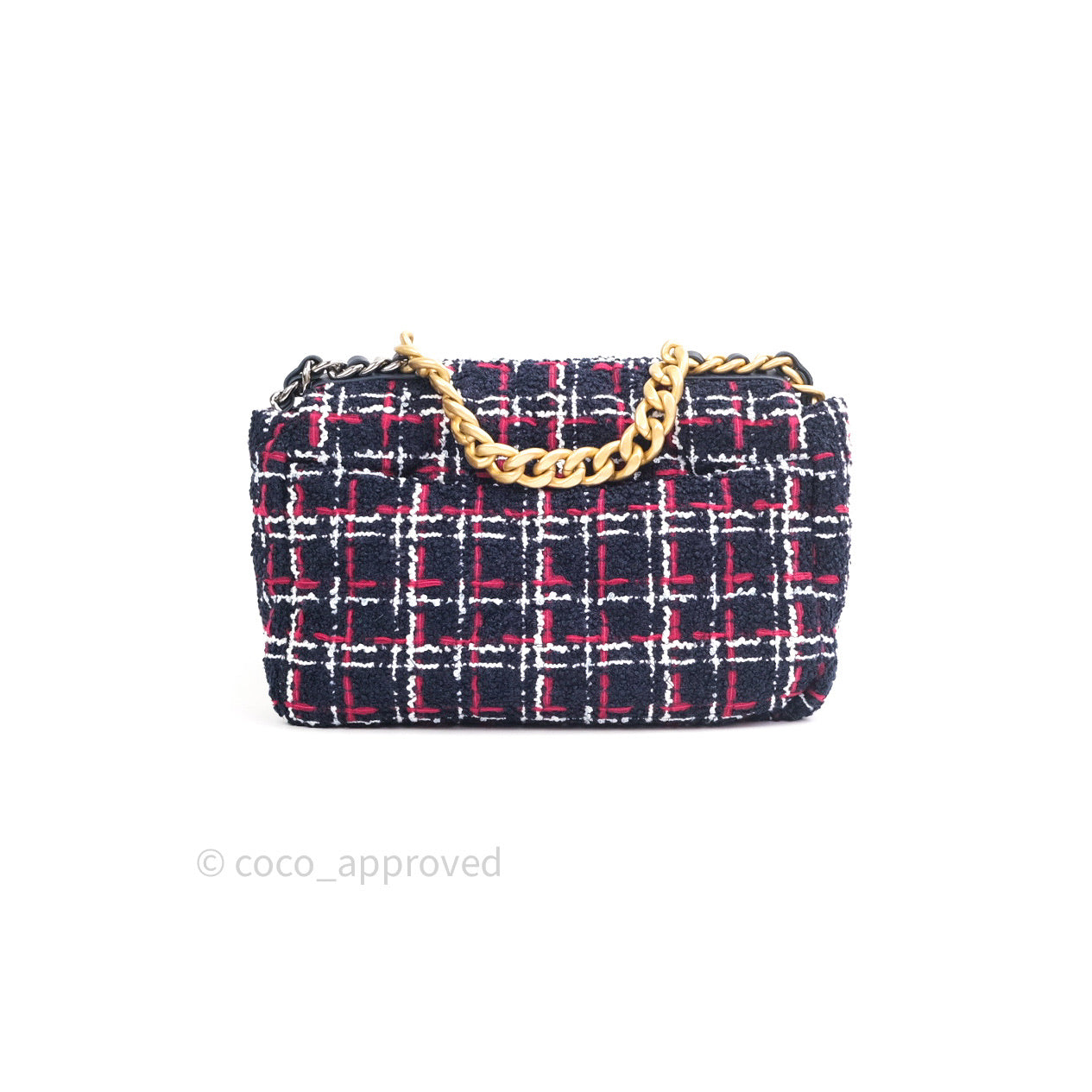 Chanel 19 Small Tweed Red Navy Mixed Hardware