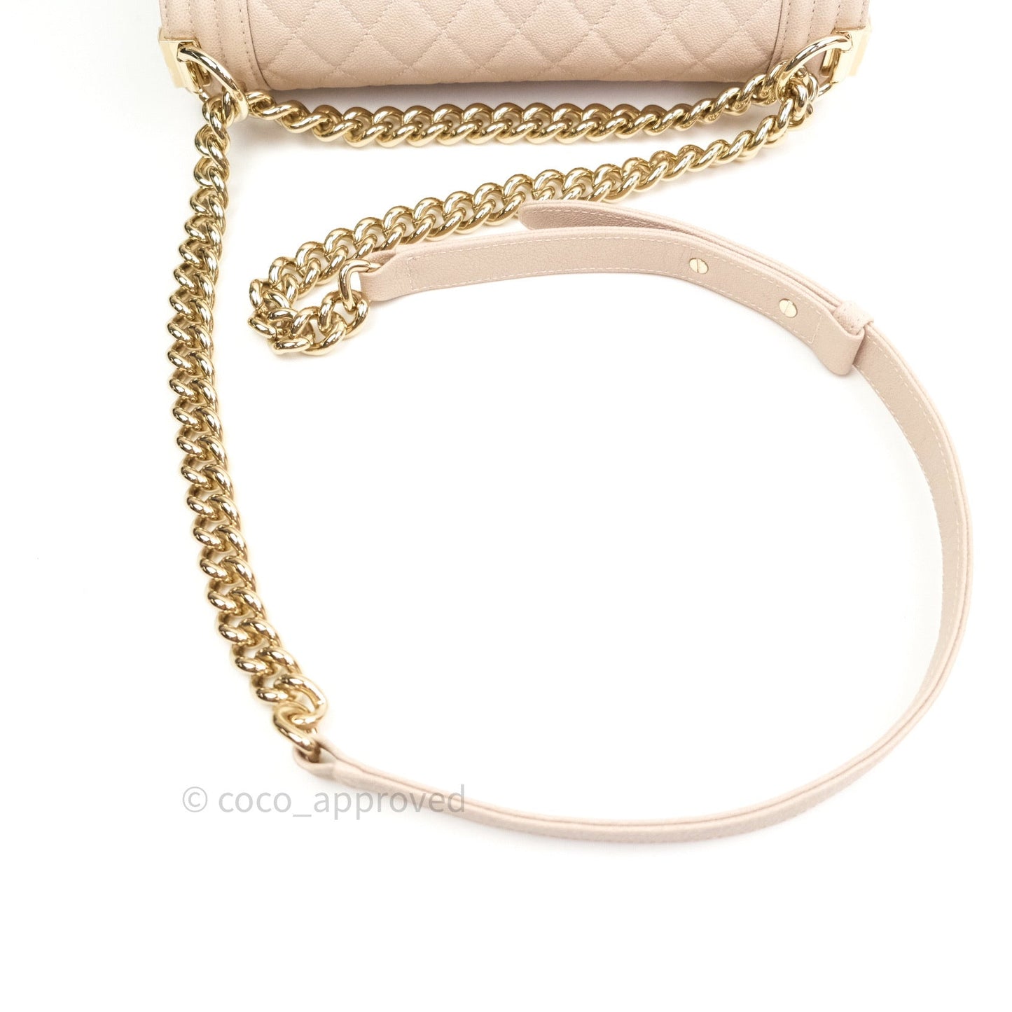 Chanel Quilted Medium Caviar Boy Flap Light Beige Light Gold Hardware