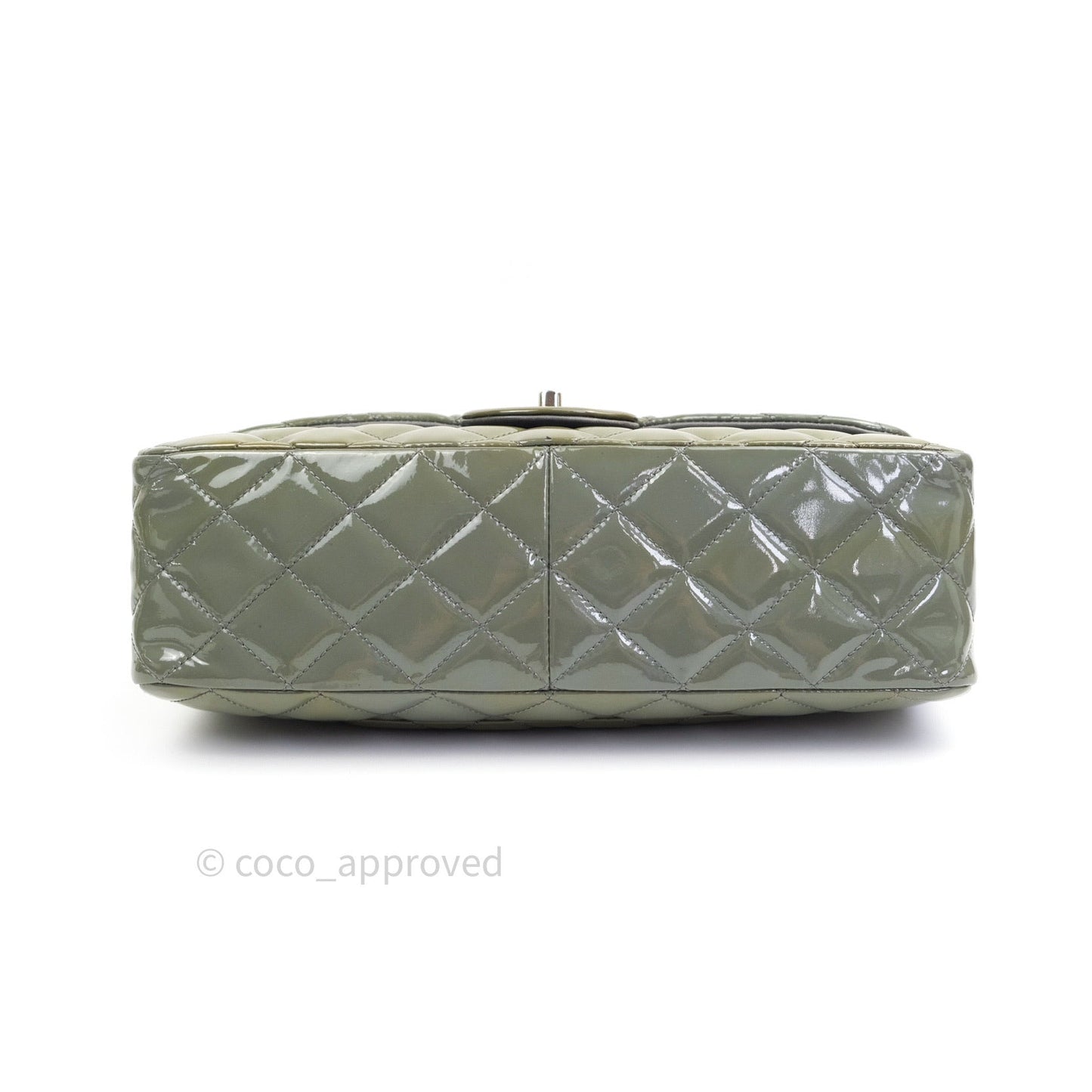 Chanel Jumbo Single Flap Light Green Patent Leather Silver Hardware⁣⁣