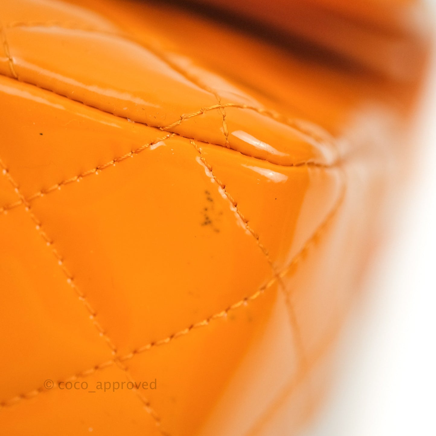Chanel Classic M/L Medium Double Flap Orange Patent Silver Hardware