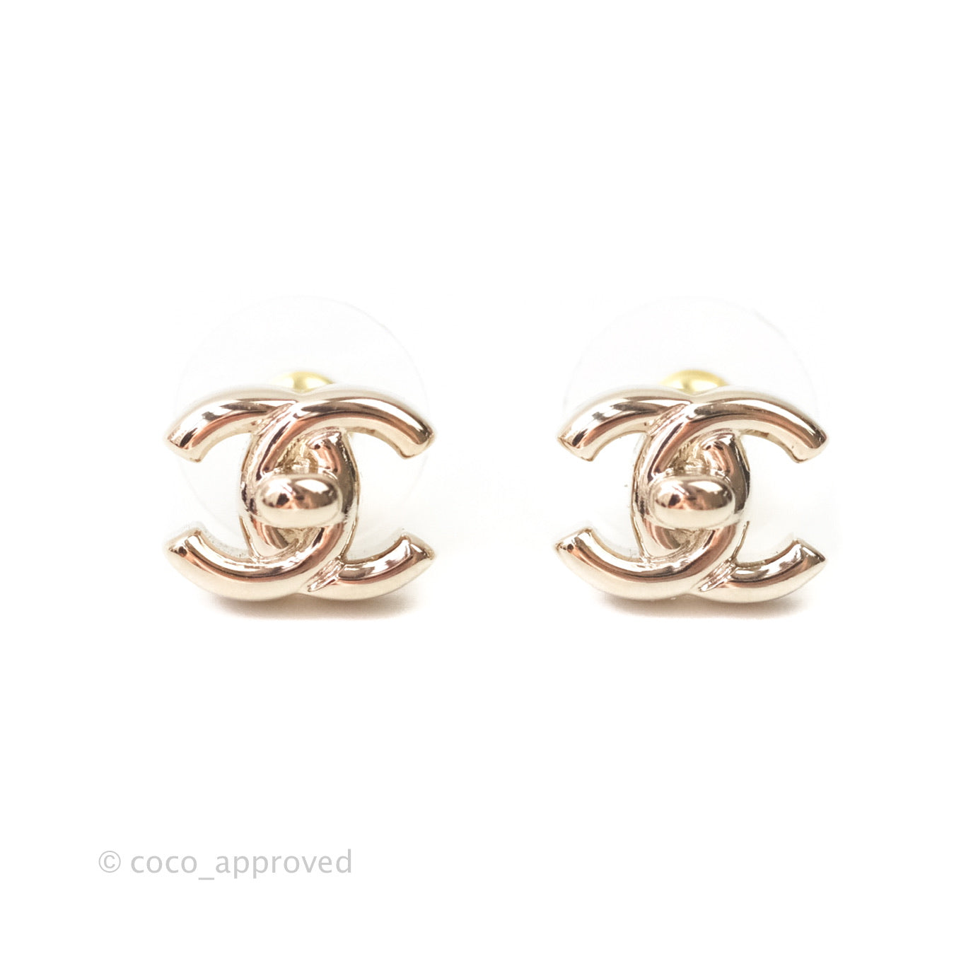 Chanel CC Turn Lock Earrings Gold Tone 21S