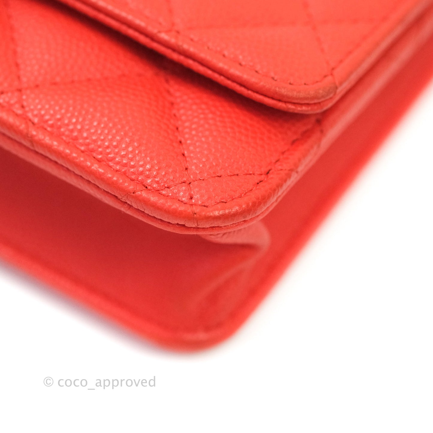 Chanel Quilted Wallet on Chain WOC Red Caviar Gold Hardware