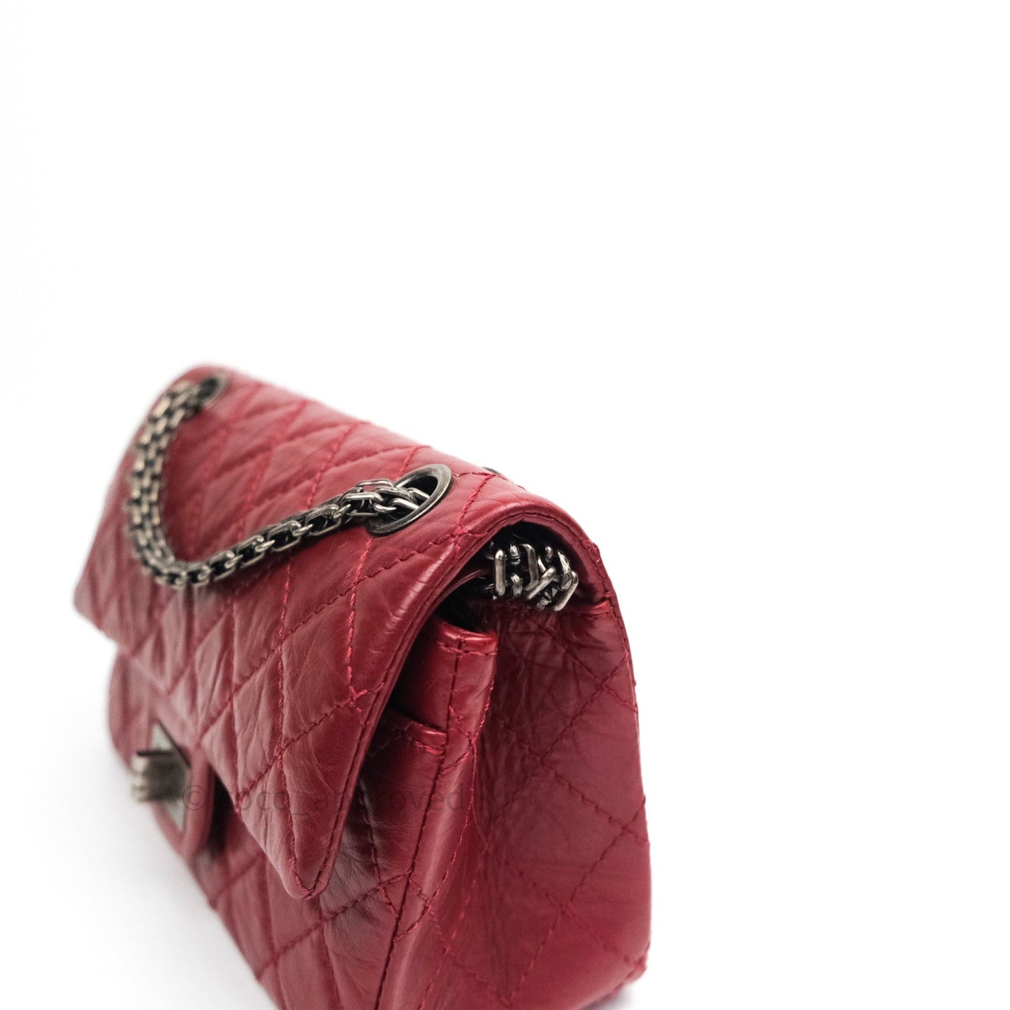 Chanel Mini Reissue 224 Dark Red Aged Calfskin Ruthenium Hardware