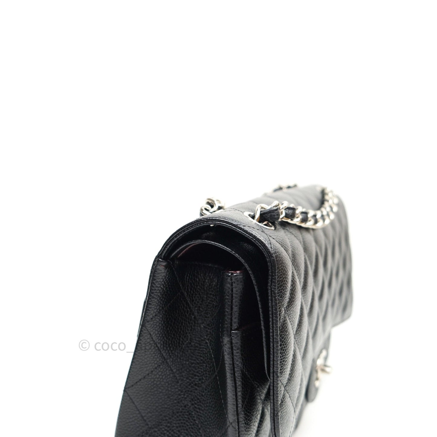 Chanel Quilted Jumbo Double Flap Black Caviar Silver Hardware⁣⁣
