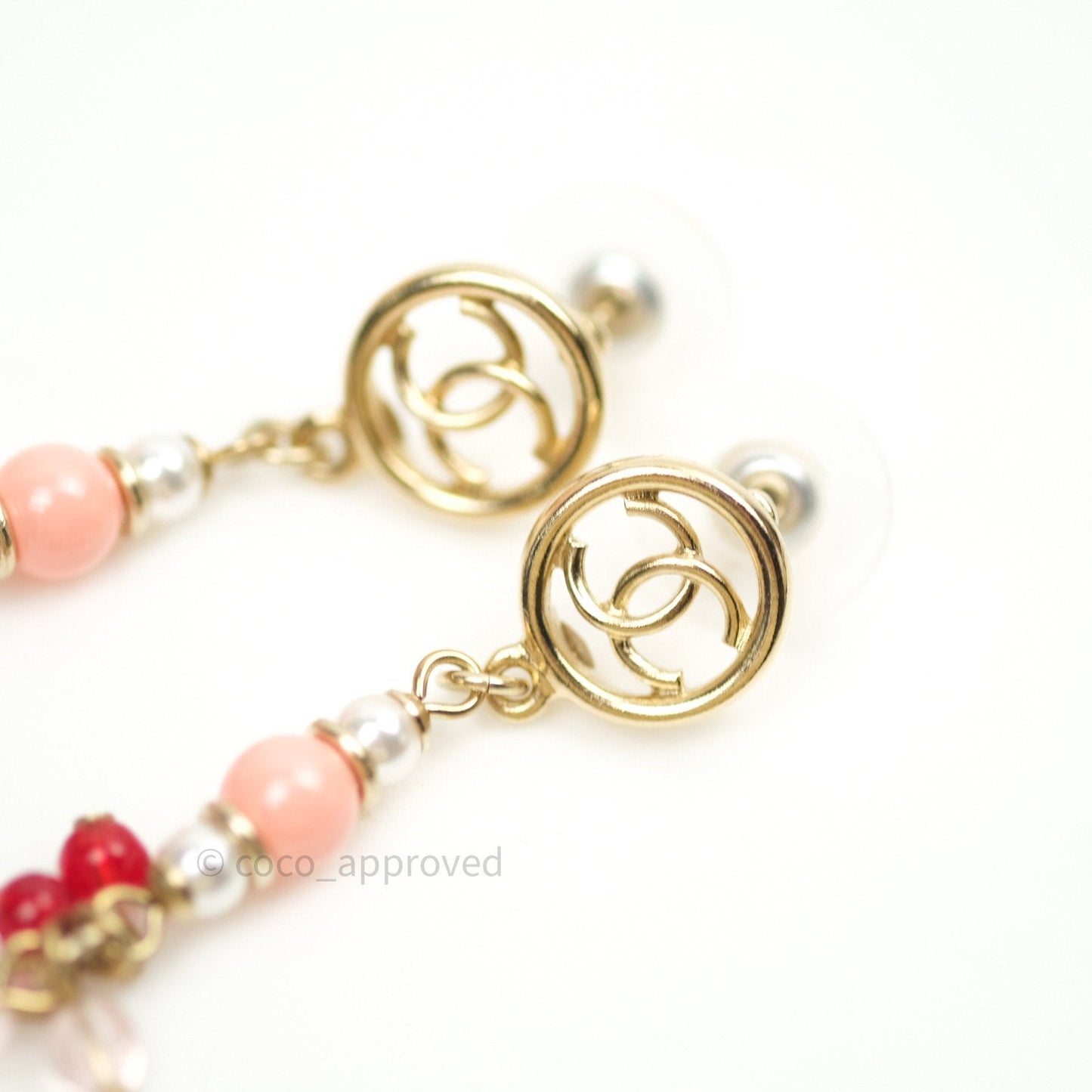 Chanel Long Drop Crystal Earrings Gold 20B
