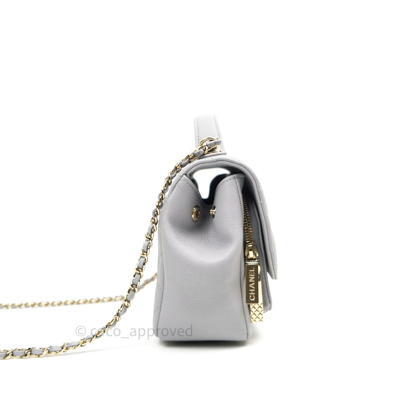 Chanel Quilted Small Business Affinity Flap Grey Caviar Light Gold Hardware
