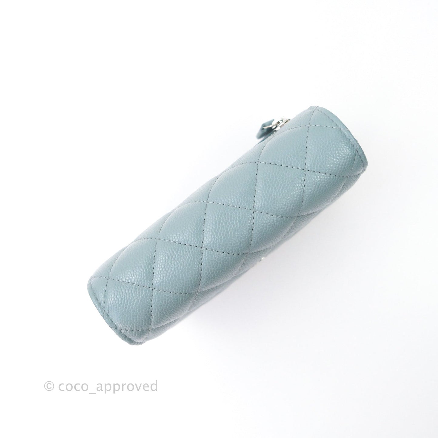 Chanel Quilted Mini Wallet on Chain WOC Blue Grey Caviar Silver Hardware 20B
