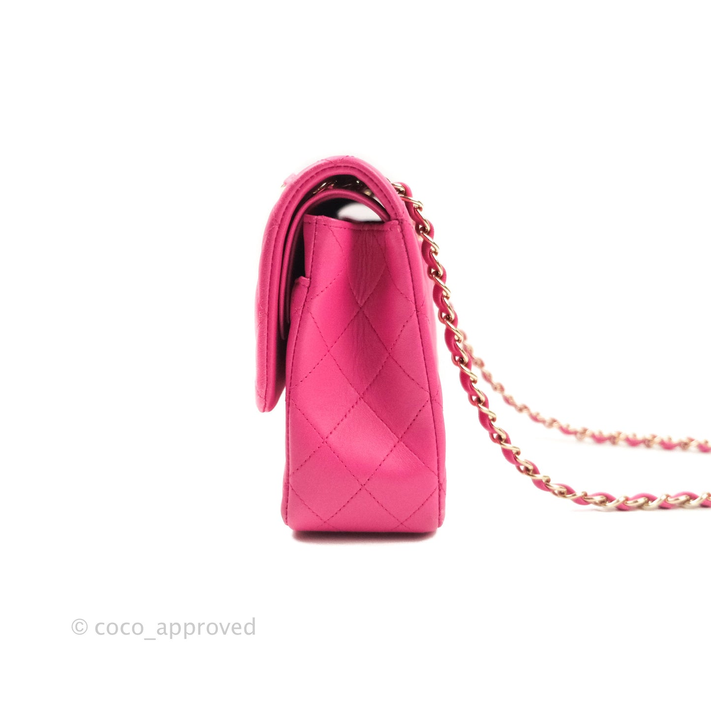 Chanel Classic M/L Medium Double Flap Hot Pink Lambskin Gold Hardware