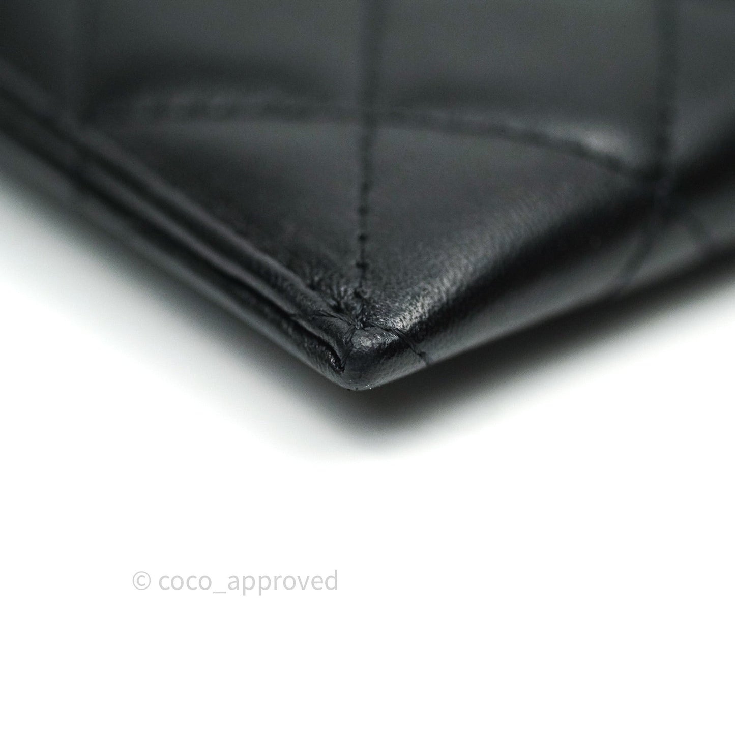 Chanel O Case Phone Case Pouch Card Holder Black Lambskin Silver Hardware