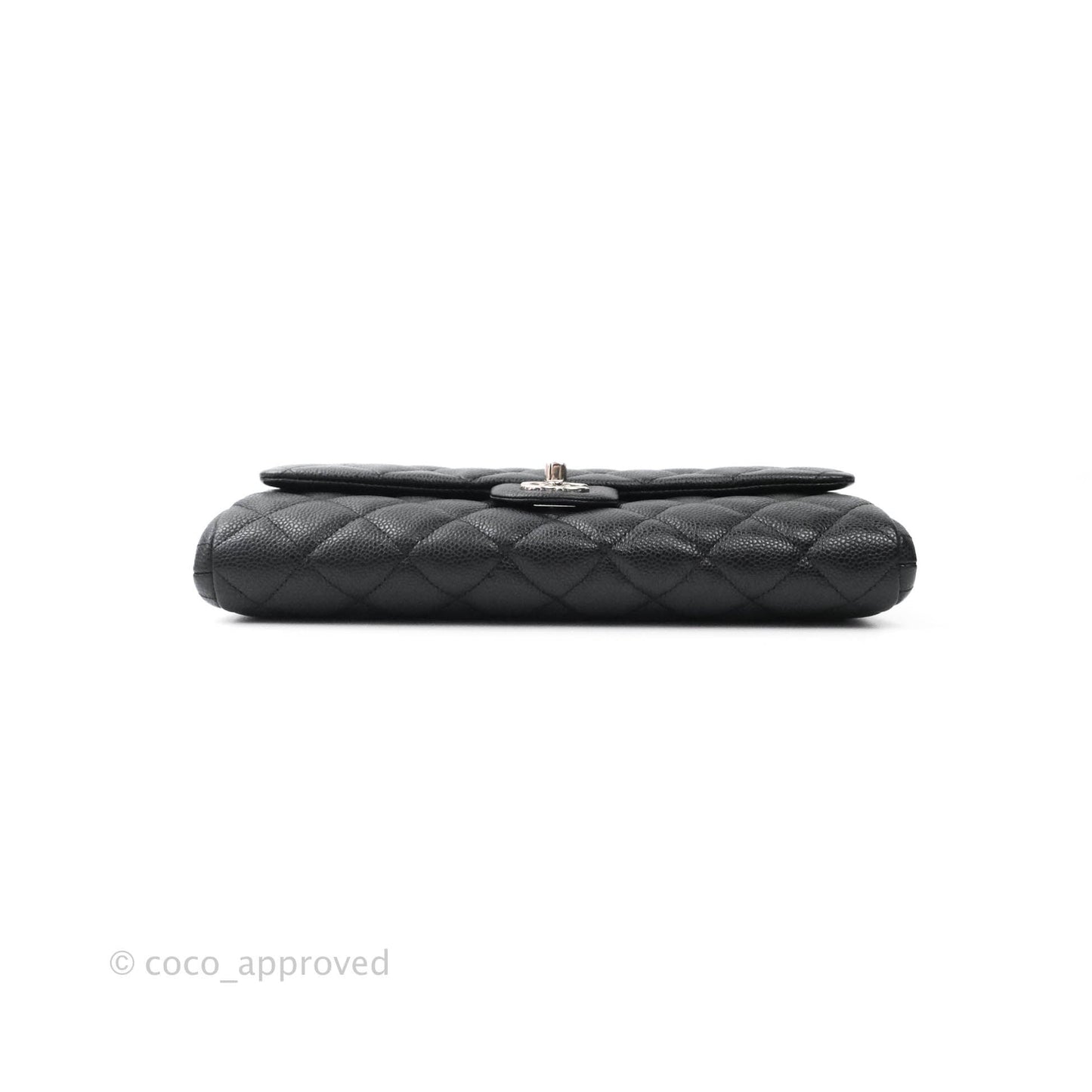 Chanel Quilted Clutch with Chain Black Caviar Silver Hardware