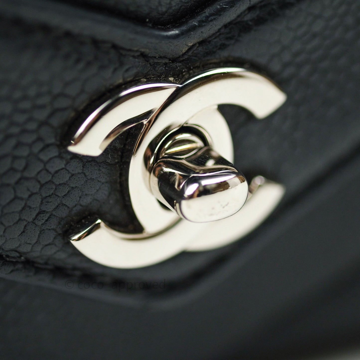 Chanel Medium Chevron Grained Calfskin Black Silver Hardware