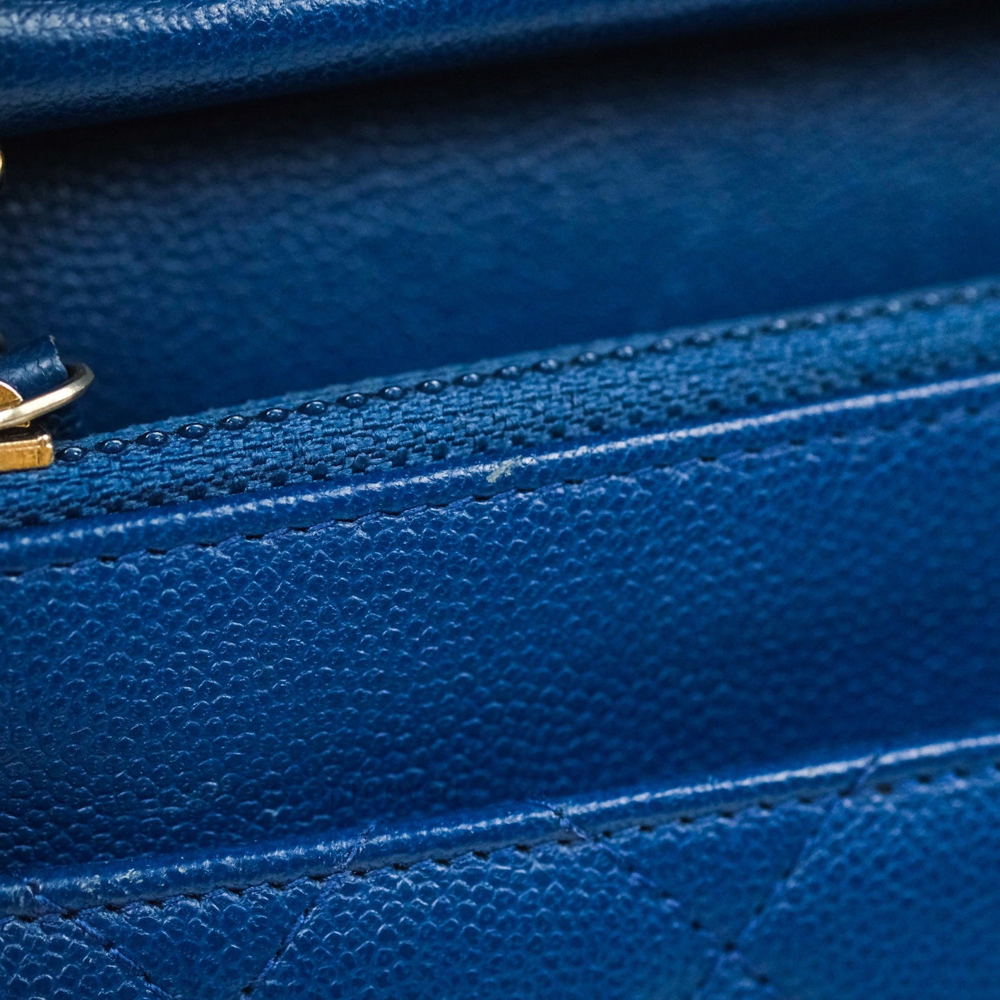 Chanel Quilted Boy Wallet on Chain WOC Blue Caviar Gold Hardware
