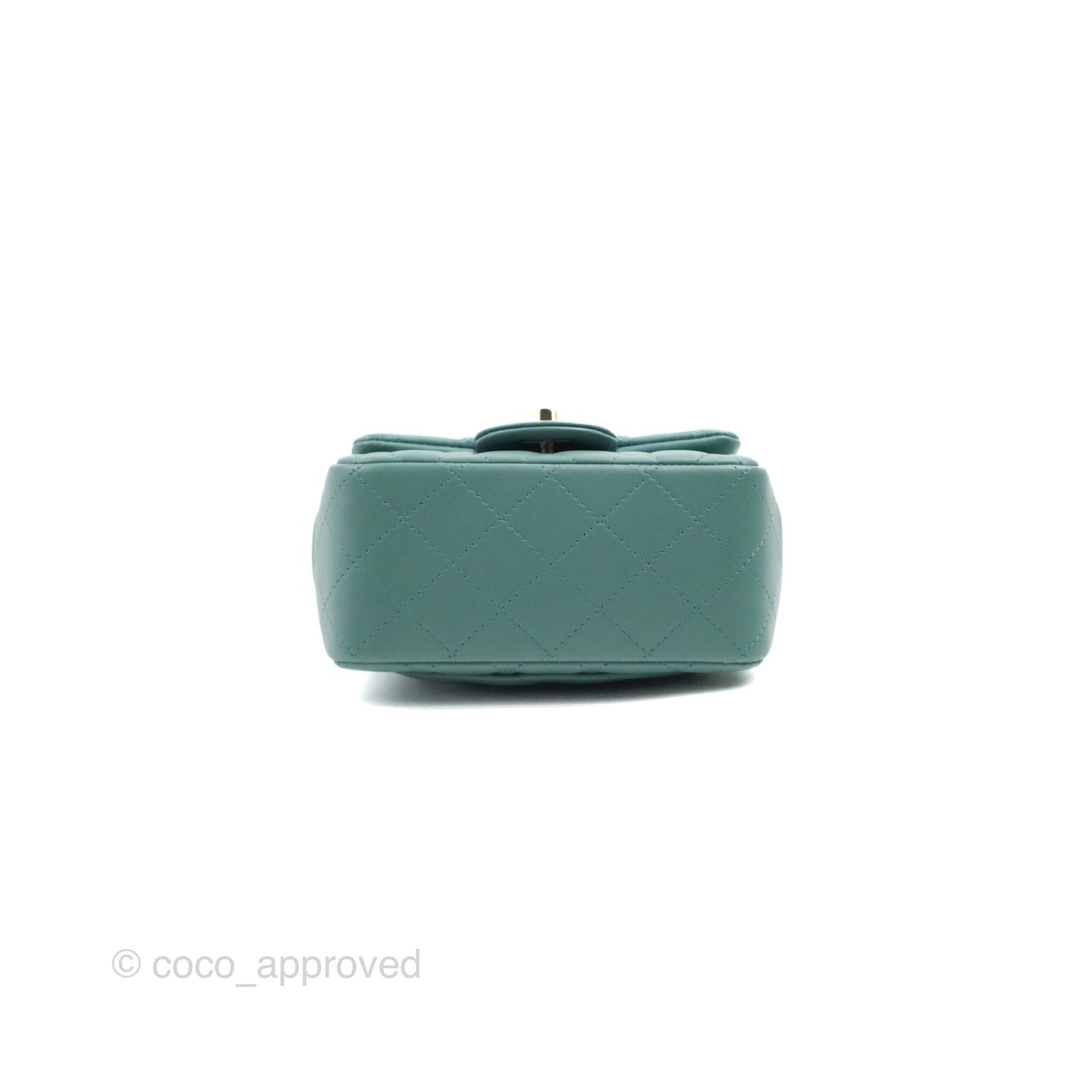 Chanel Mini Square Teal Green Lambskin Gold Hardware