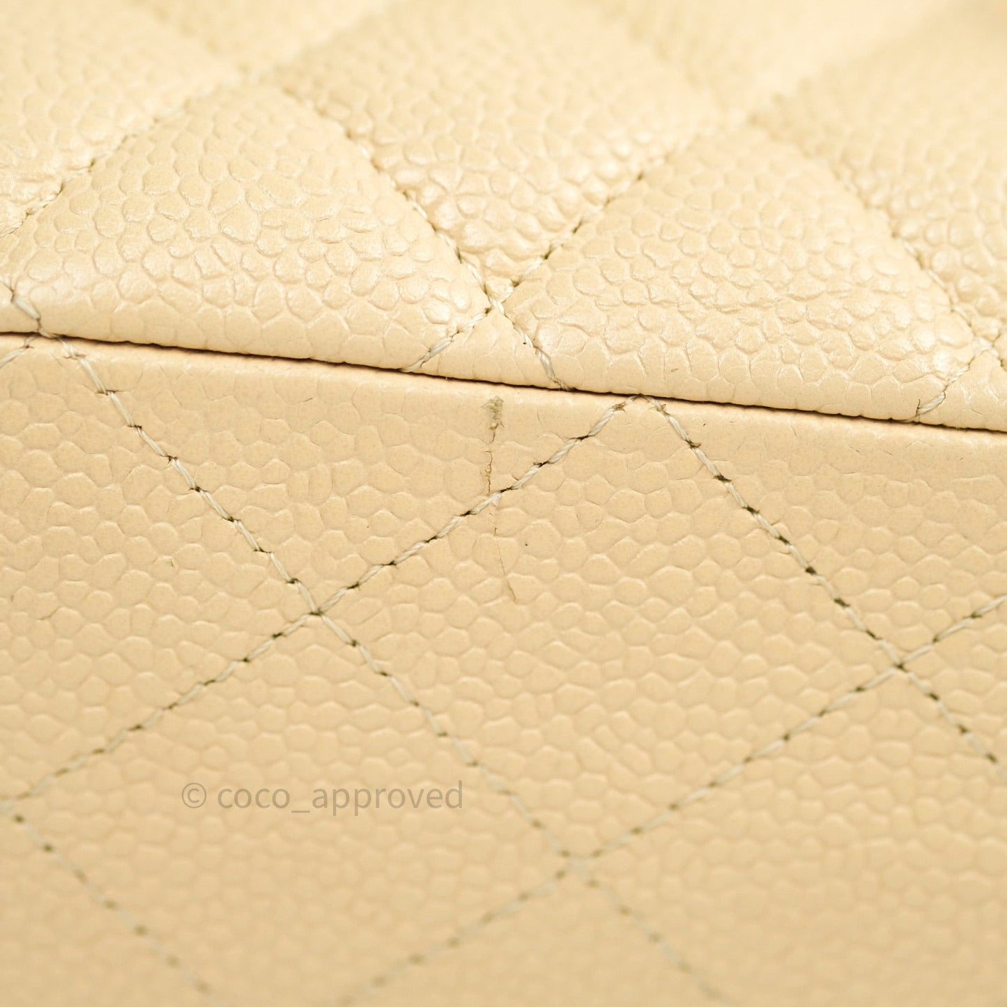 Chanel Quilted M/L Medium Double Flap Beige Clair Caviar Gold Hardware