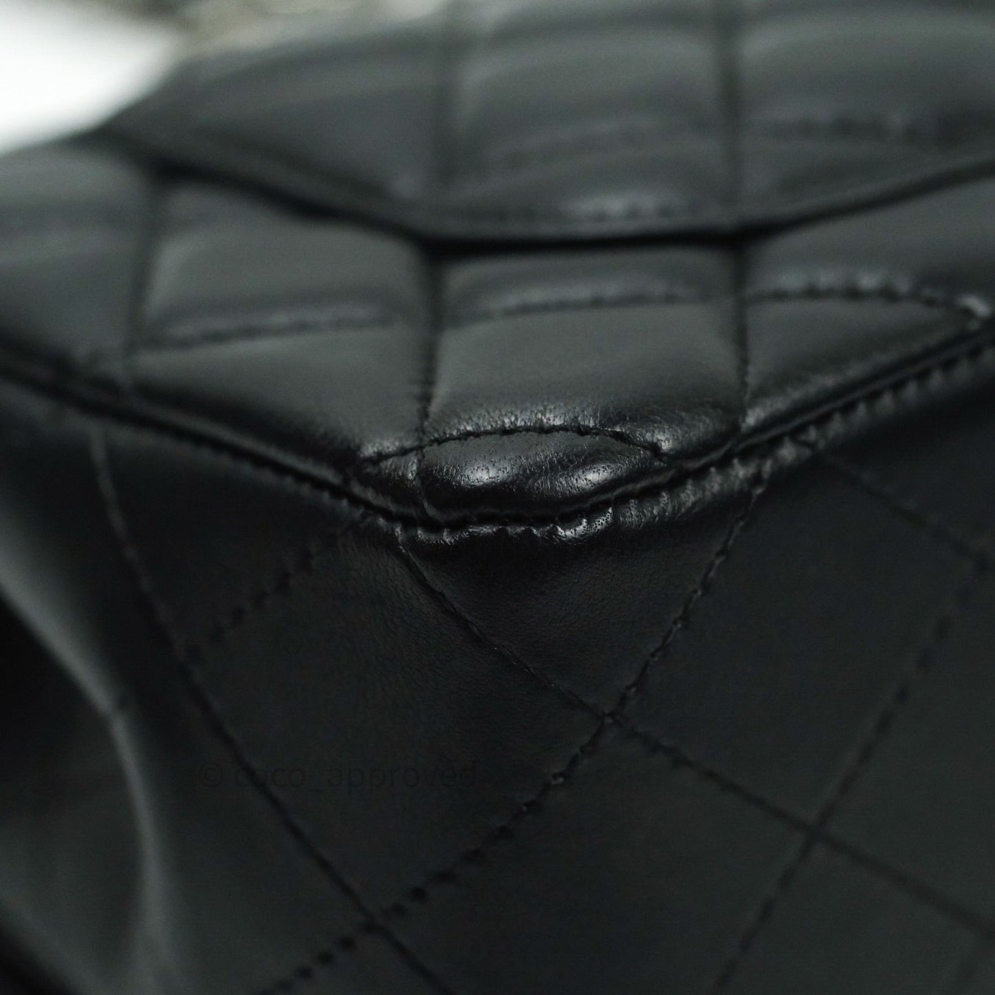 Chanel Quilted Mini Rectangular Black Lambskin Silver Hardware