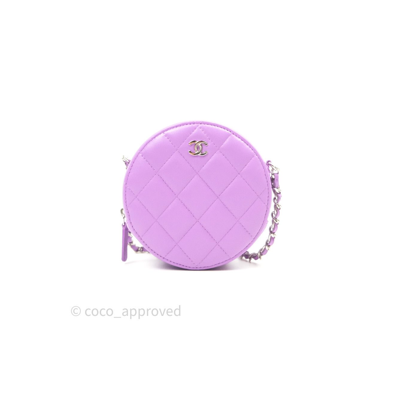 Chanel Round Circle Bag Purple Silver Hardware