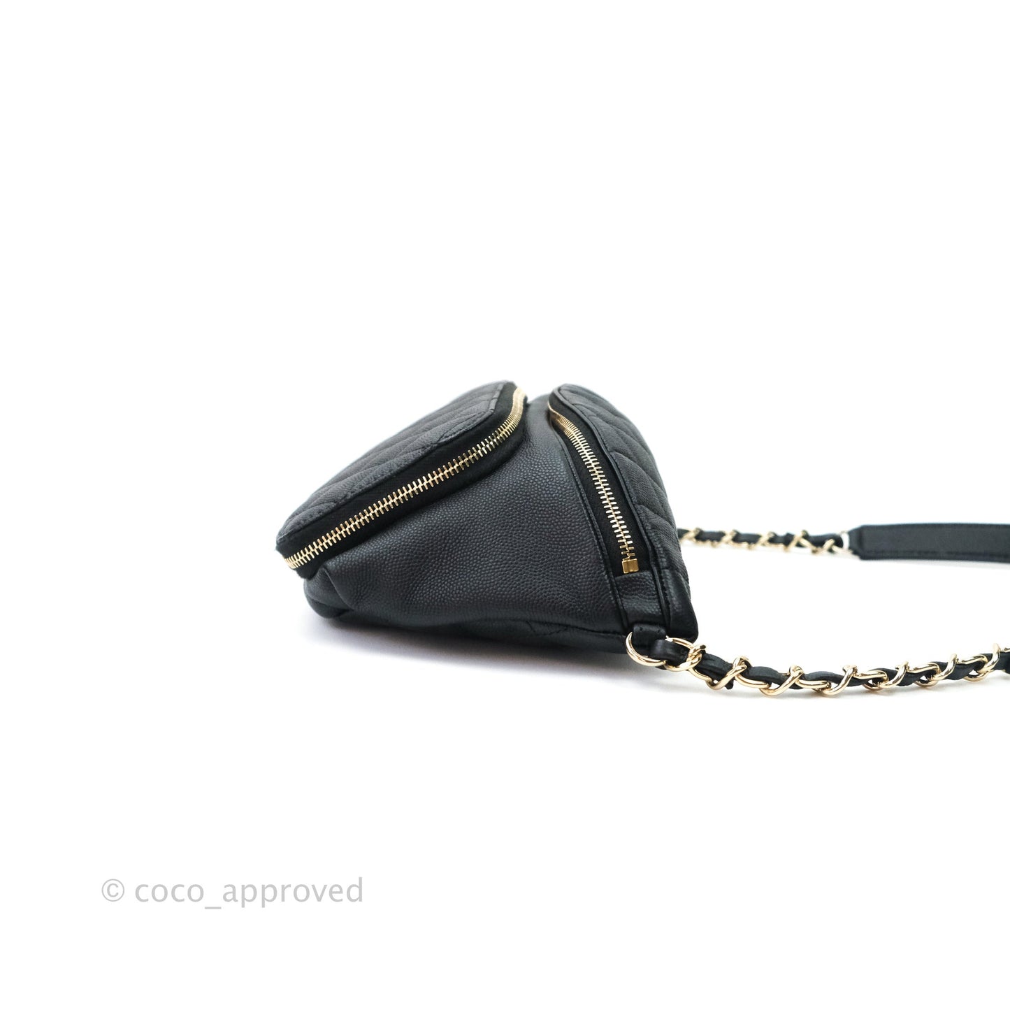 Chanel Quilted Business Affinity Waist Belt Bag Black Caviar Gold Hardware