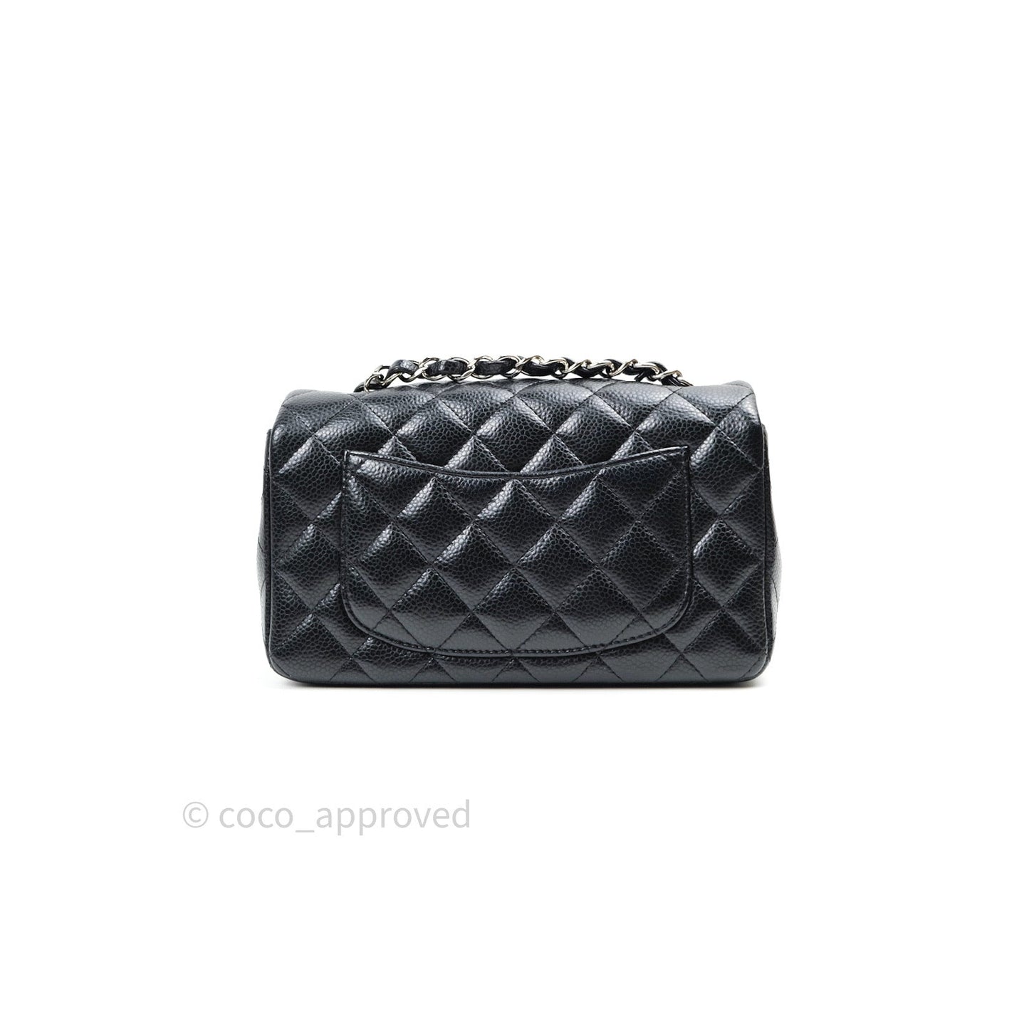 Chanel Quilted Mini Rectangular Black Caviar Silver Hardware 14B