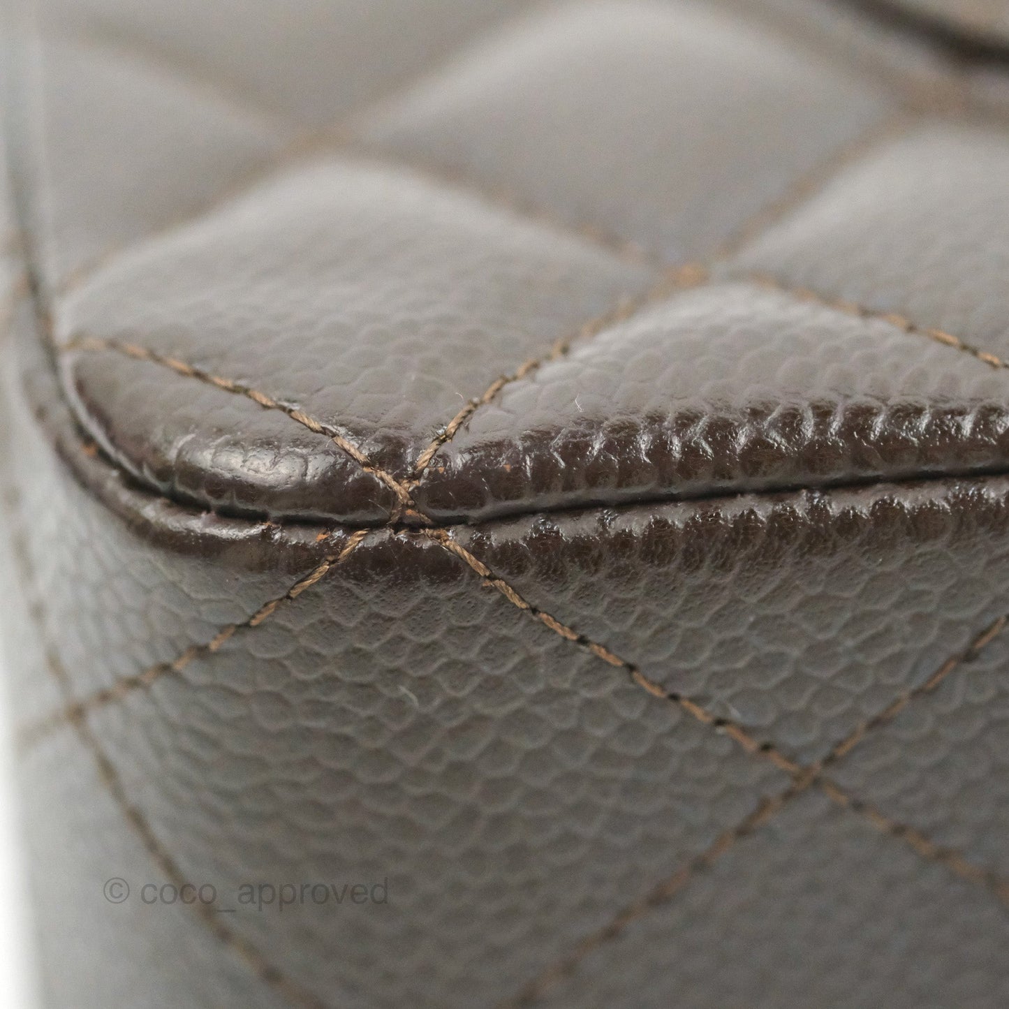 Chanel Classic M/L Medium Flap Quilted Dark Chocolate Brown Caviar Silver Hardware