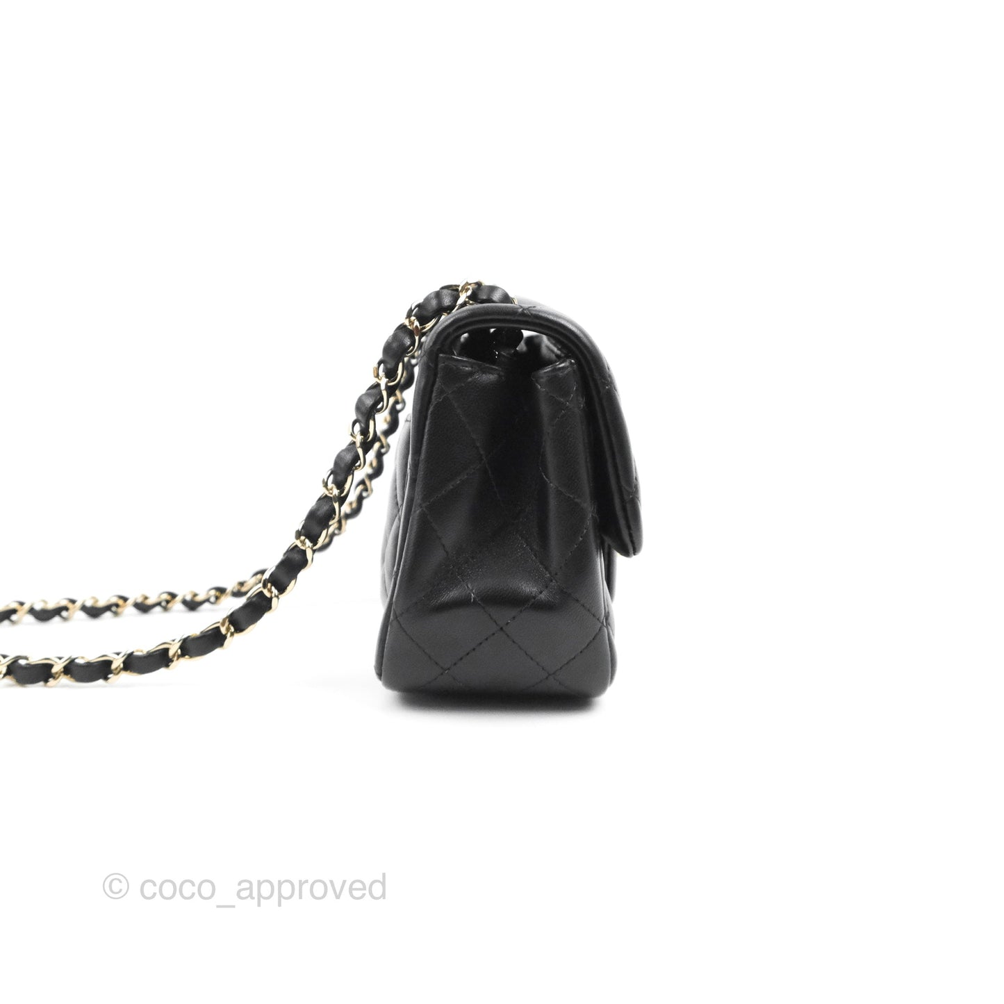 Chanel Mini Square Black Lambskin Gold Hardware
