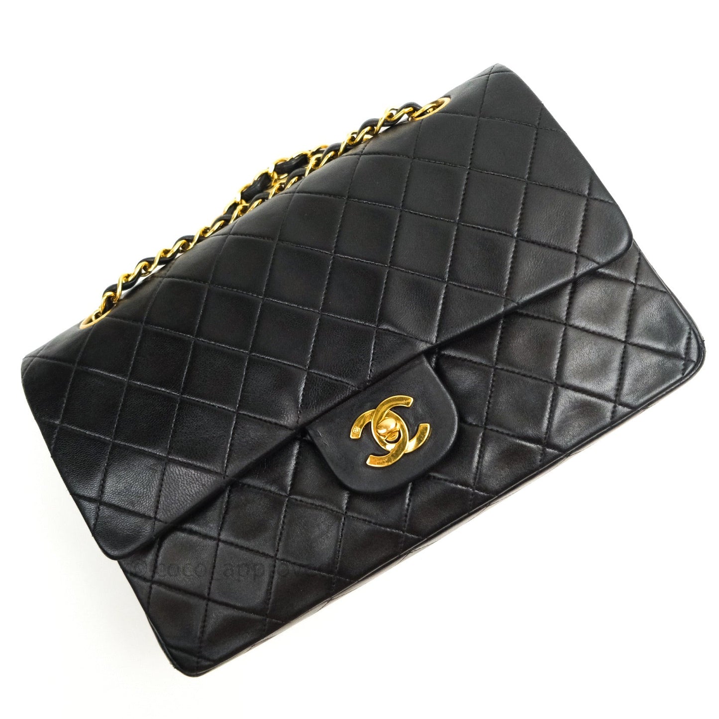 Chanel Classic Vintage Double Flap M/L Black Lambskin Gold Hardware