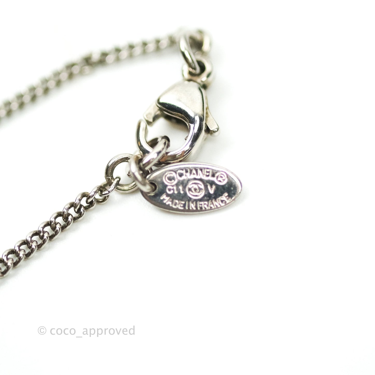 Chanel CC Necklace Silver Crystal