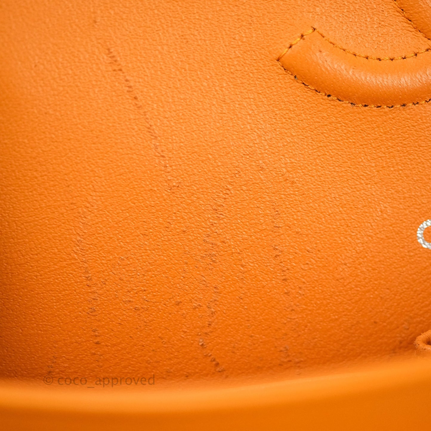 Chanel Classic M/L Medium Double Flap Orange Patent Silver Hardware