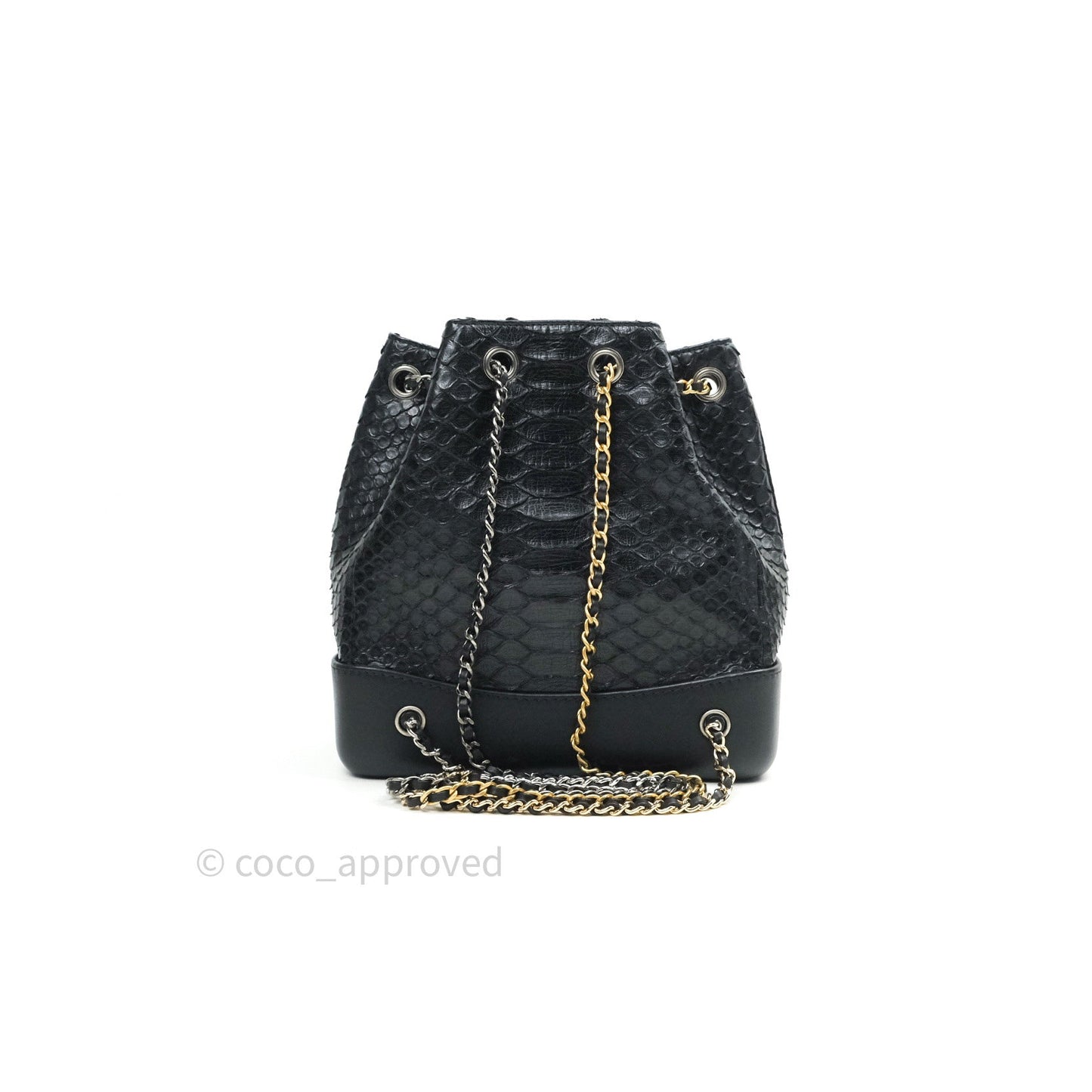 Chanel Gabrielle Backpack Black Python Small Black Mixed Hardware