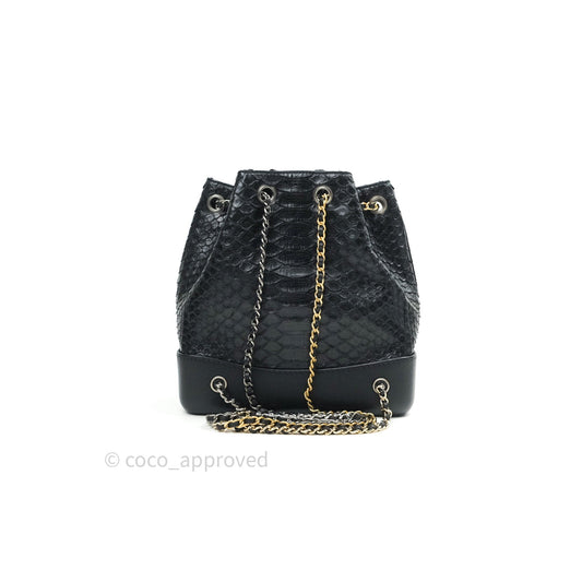 Chanel Gabrielle Backpack Black Python Small Black Mixed Hardware