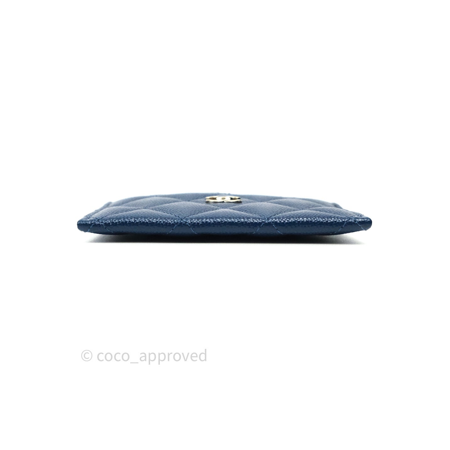 Chanel Quilted Classic Navy Caviar Gold Hardware Flat Card Holder