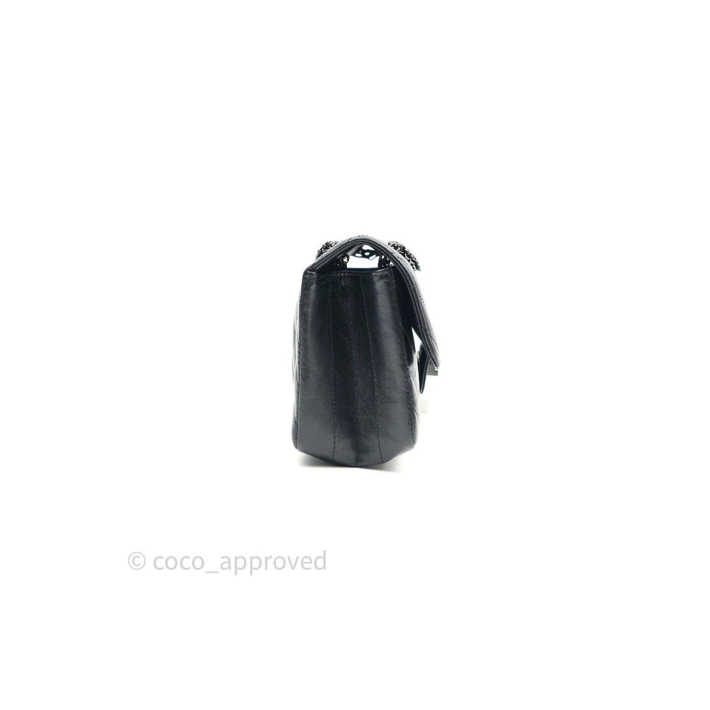 Chanel Mini Reissue 224 So Black Chevron Calfskin Black Hardware