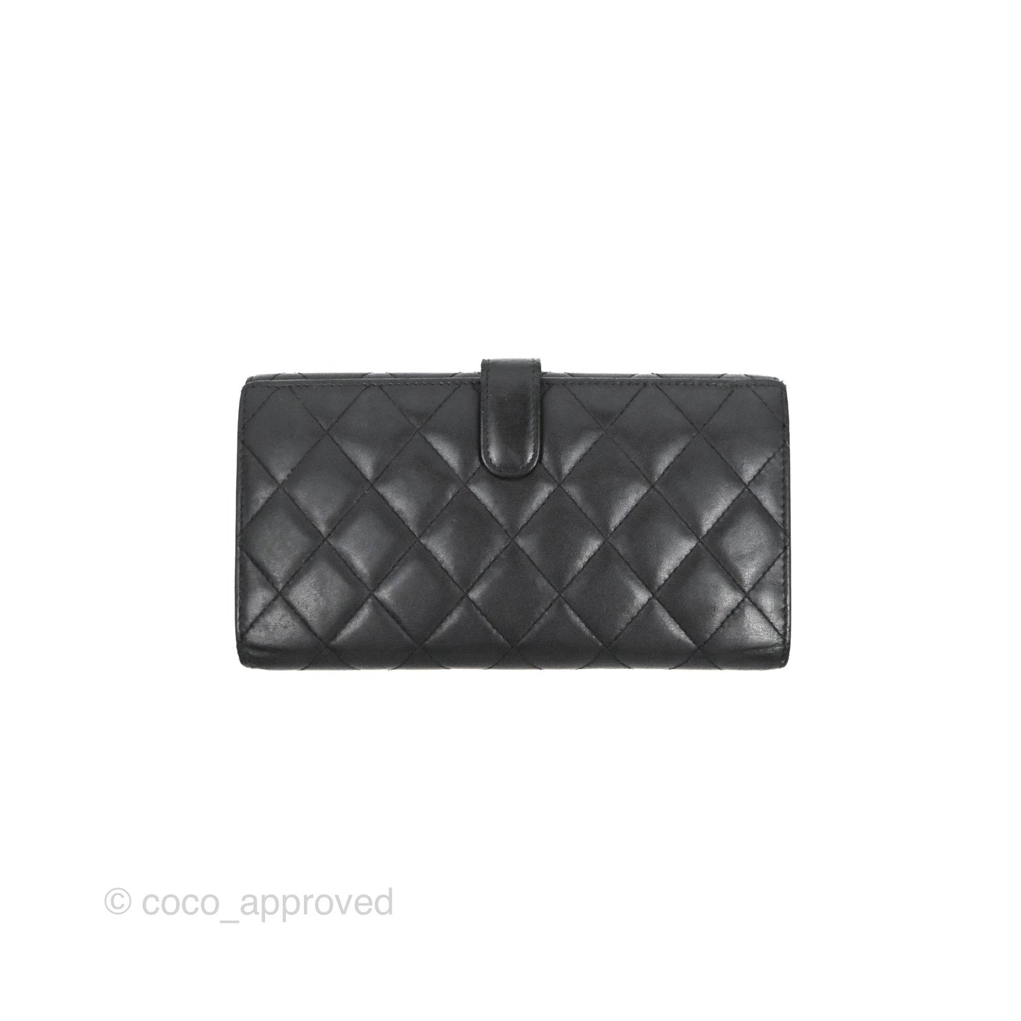 Chanel Quilted Cambon Ligne Flap Wallet Black Lambskin Patent