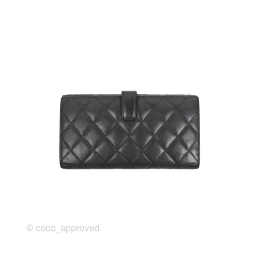 Chanel Quilted Cambon Ligne Flap Wallet Black Lambskin Patent
