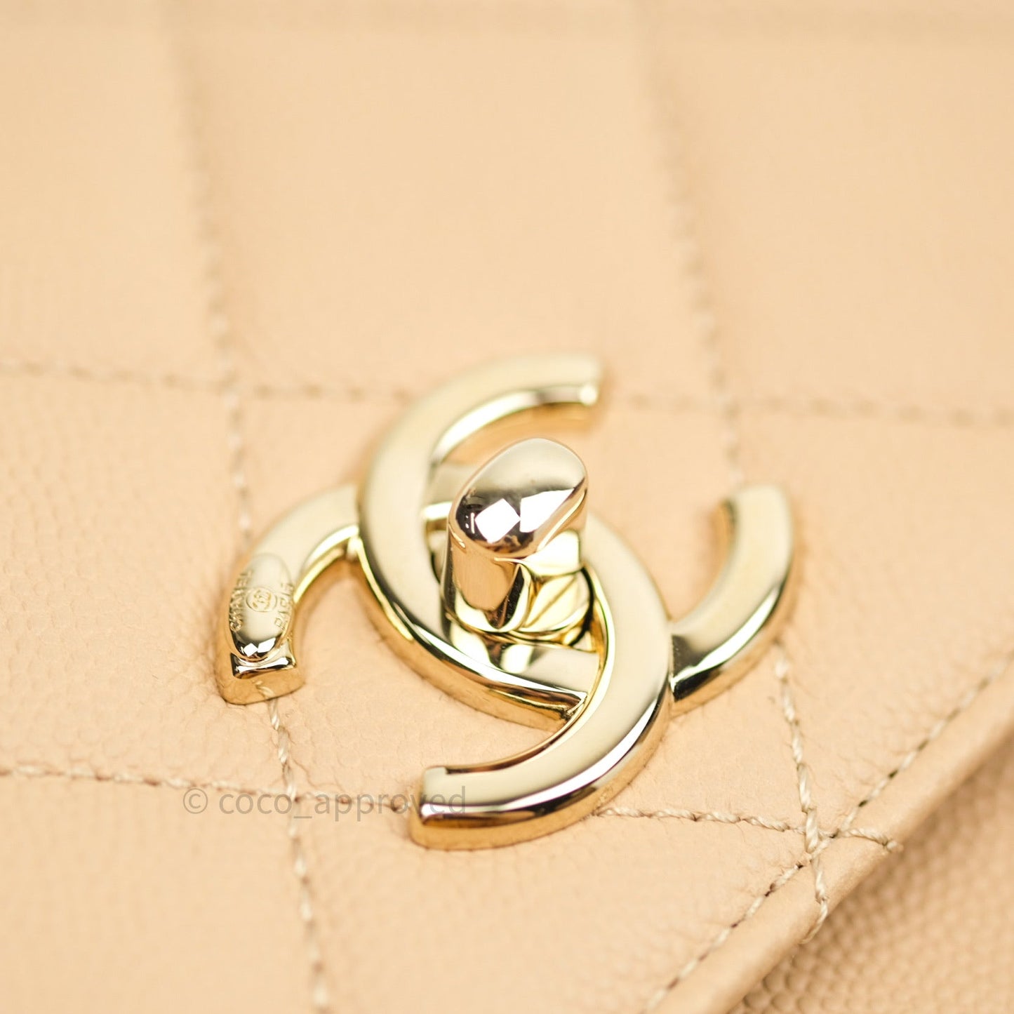 Chanel Quilted Small Business Affinity Flap Beige Caviar Light Gold Hardware
