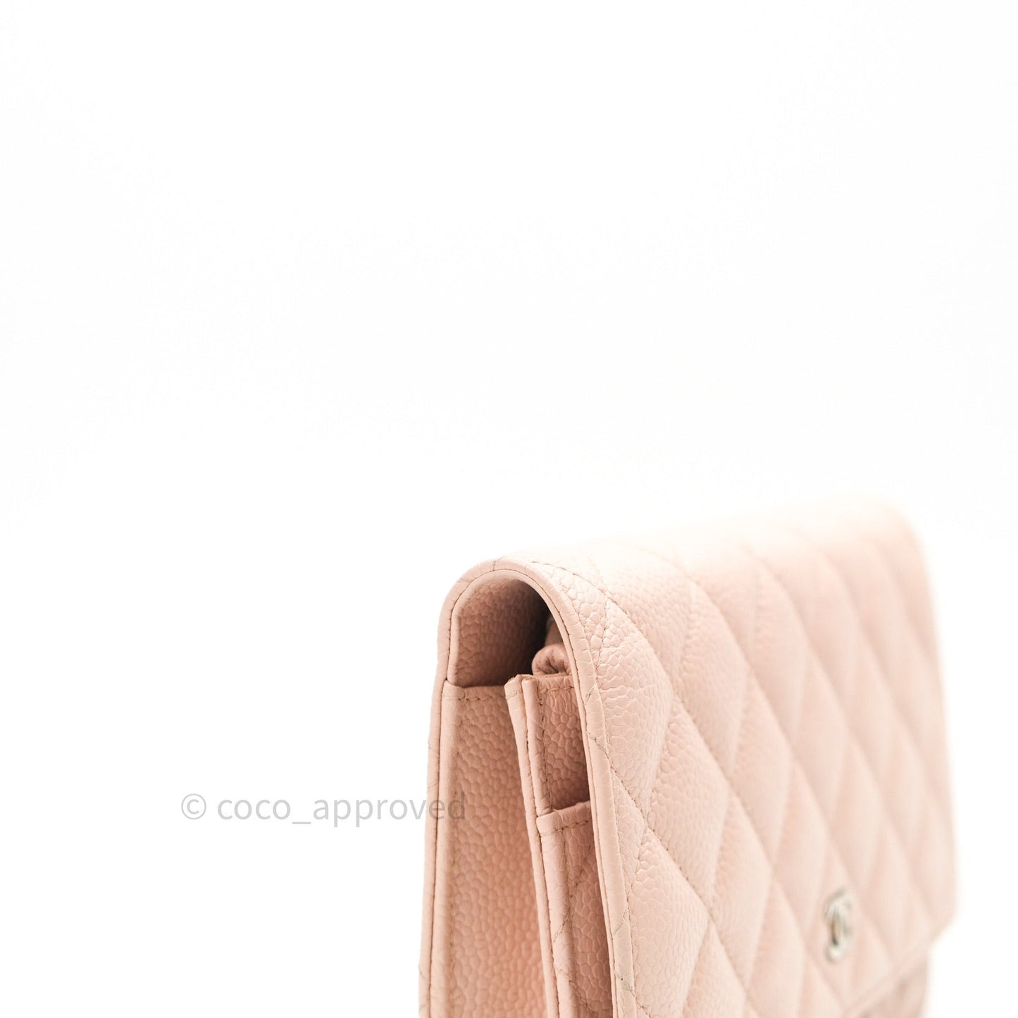 Chanel Quilted Wallet on Chain WOC Baby Pink Caviar Silver Hardware