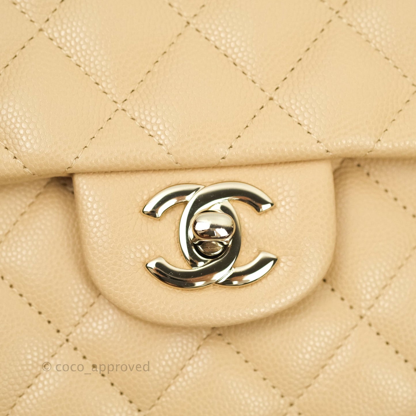 Chanel Timeless Clutch Beige Caviar Gold Hardware