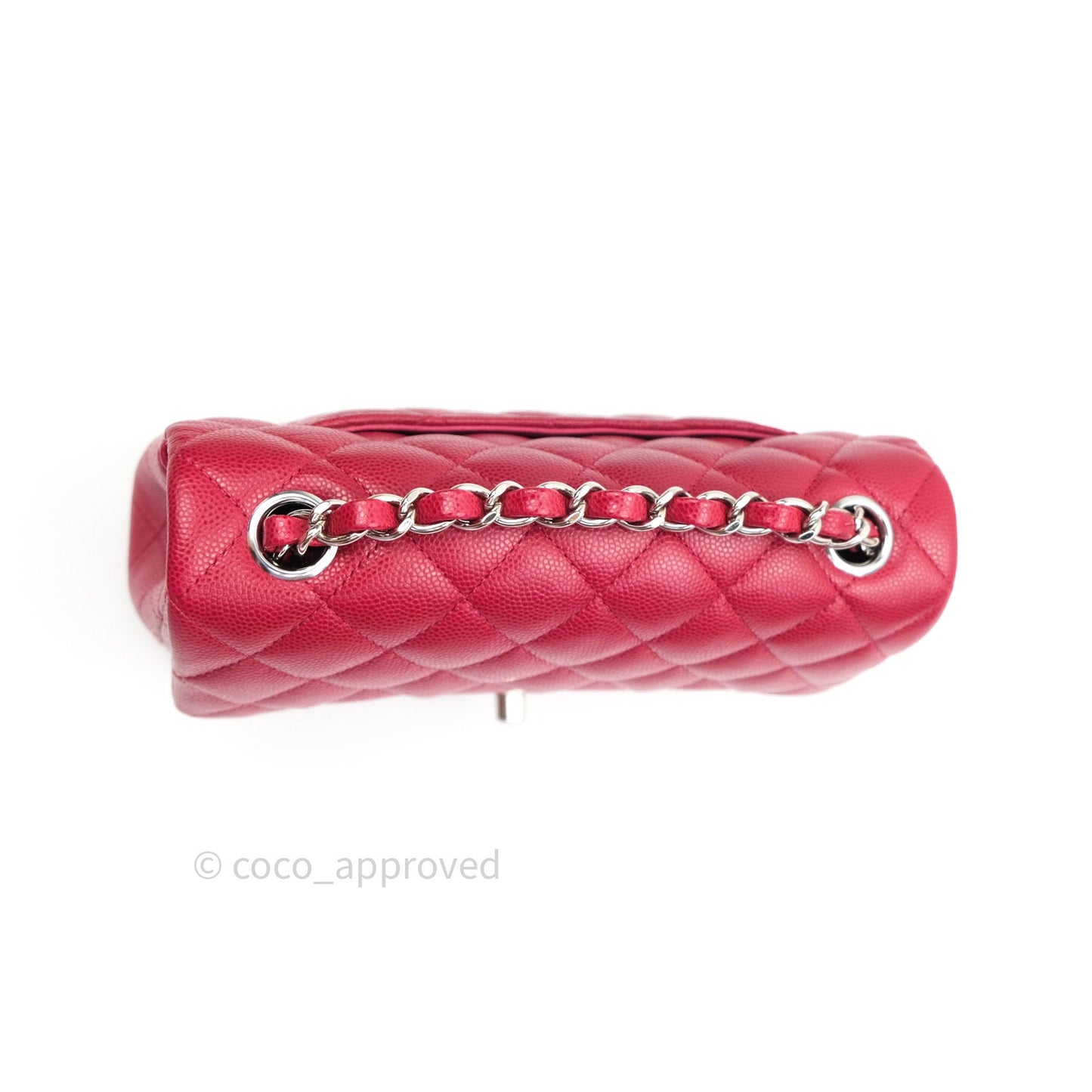 Chanel Quilted Mini Rectangular Red Caviar Silver Hardware 18B