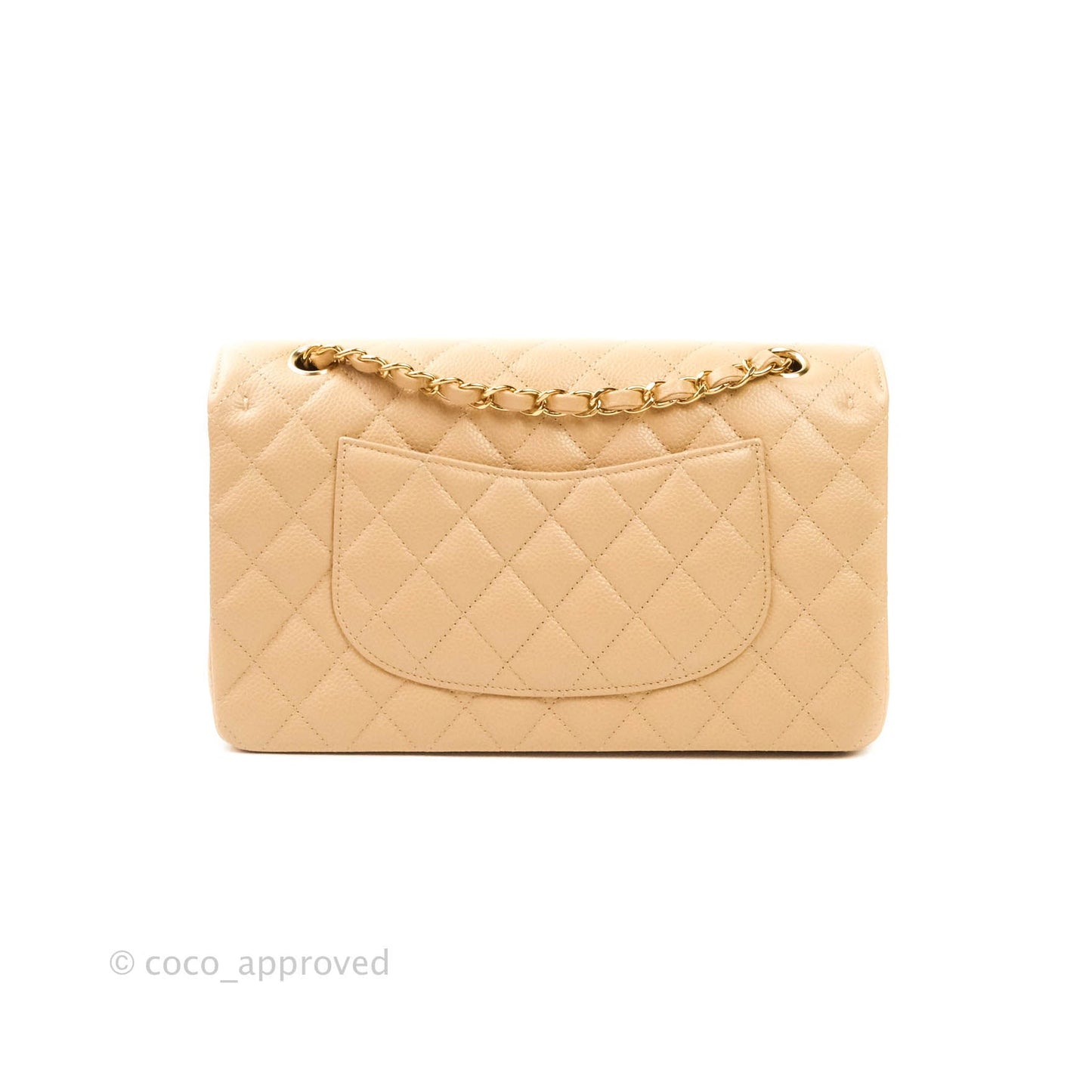 Chanel Classic M/L Medium Double Flap Bag Beige Caviar Gold Hardware