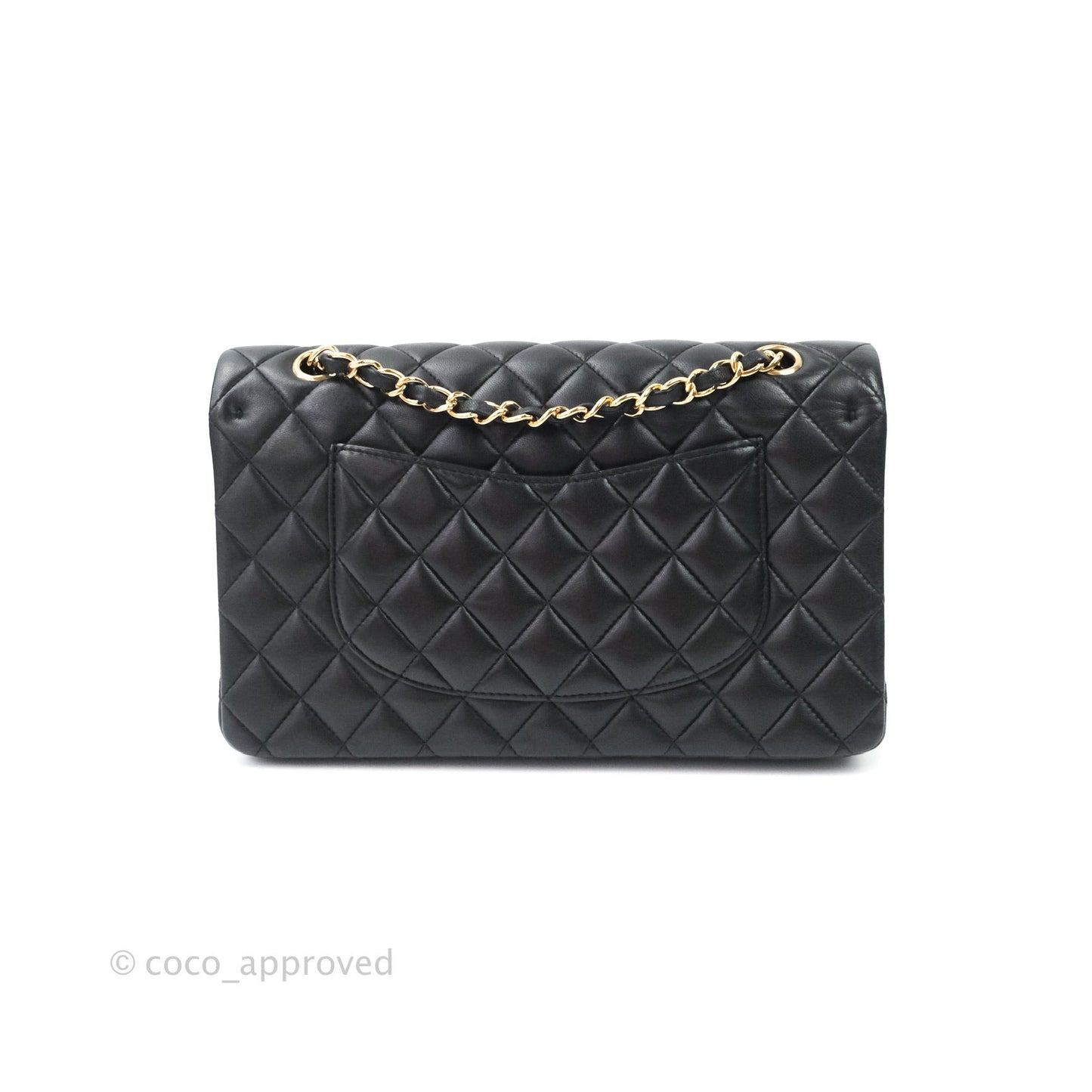Chanel Classic M/L Medium Double Flap Bag Black Lambskin Gold Hardware