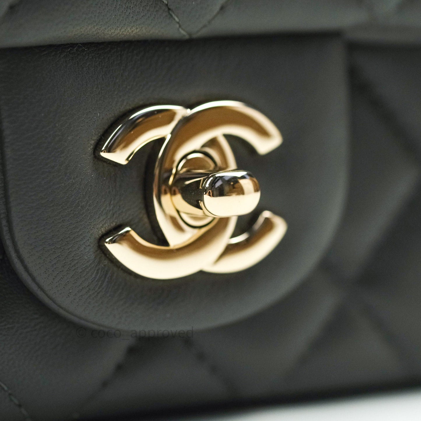 Chanel Quilted Mini Rectangular Dark Grey Lambskin Gold Hardware