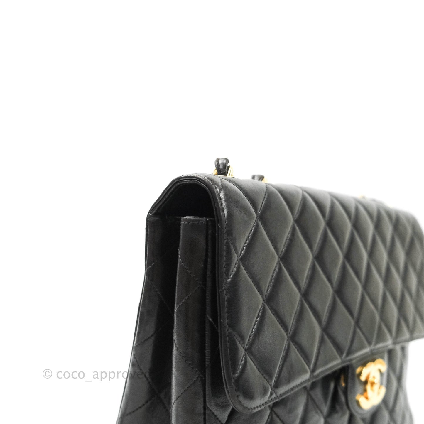 Chanel Vintage XL Jumbo Single Flap Black Lambskin 24K Gold Hardware
